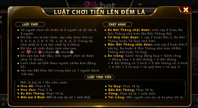Tiến Lên Đếm Lá RikBet Vũ Đài Sát Phạt Rực Lửa Gom Tiền Thưởng Ngập Ví