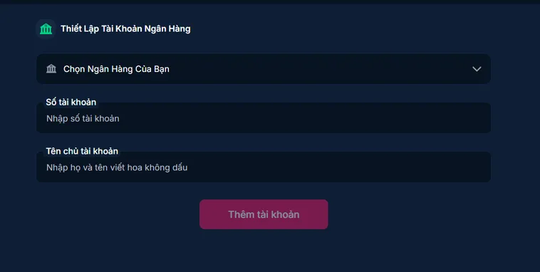 Kết nối tài khoản ngân hàng an toàn bảo mật.
